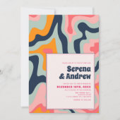 Pastel Roze Blauw Groovy 70s Psychedelic Kaart (Voorkant)