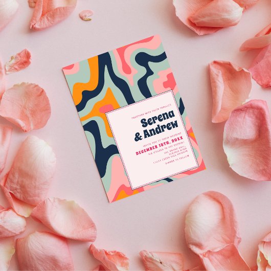 Pastel Roze Blauw Groovy 70s Psychedelic Kaart