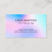 Pastel Roze Blauw Holografisch Gradiënt Logo Visitekaartje (Achterkant)