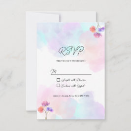 Pastel Roze & Blauw Huwelijk RSVP Kaarten