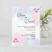 Pastel Roze & Blauw Huwelijksuitnodigingen Kaart (Staand voorkant)