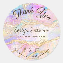 Pastel Roze Blauw Opal Hartelijk dank Ronde Sticker