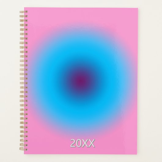 Pastel Roze & Blauw Radial Ombre Gradient Custom Planner (Voorkant)