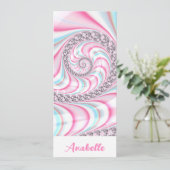Pastel Roze Blauw Spiral Fractal Bladwijzer (Staand voorkant)
