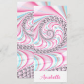 Pastel Roze Blauw Spiral Fractal Bladwijzer (Voorkant / Achterkant)