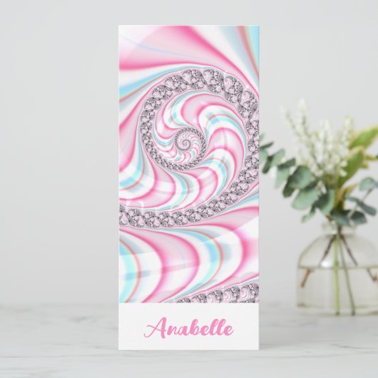 Pastel Roze Blauw Spiral Fractal Bladwijzer (Staand voorkant)