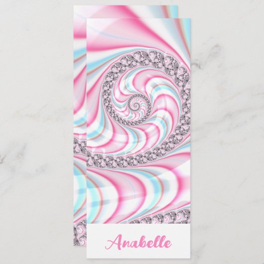Pastel Roze Blauw Spiral Fractal Bladwijzer (Voorkant / Achterkant)