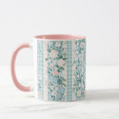 Pastel Roze Blauwe Aquarel Bloemen Gingham  Mok (Links)