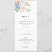 Pastel Roze & Blauwe Bloem lente bruiloftsmenu Menu (Voorkant)