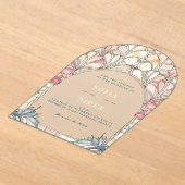 Pastel roze blauwe bloemige acryl uitnodiging (Laagn)