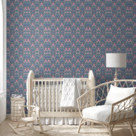Pastel Roze Blauwe Bloemige Art Nouveau Behang