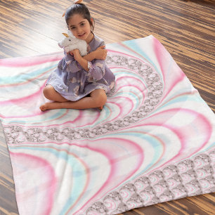 Pastel Roze Blauwe Candy Cane Spiraal Fractaal Sherpa Deken