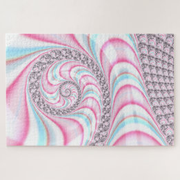 Pastel Roze Blauwe Candy Cane Spiraal Fractal Legpuzzel