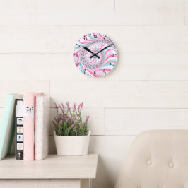 Pastel Roze Blauwe Candy Cane Spiraal Fractal Ronde Klok