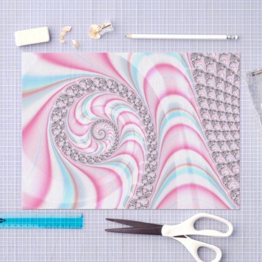 Pastel Roze Blauwe Candy Cane Spiraal Fractal Tissuepapier (Craft)
