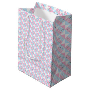 Pastel Roze & Blauwe Geometrische Strepen Cadeauta Medium Cadeauzakje