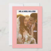 Pastel Roze Blauwe Groovy 70s Foto Bedankkaart (Voorkant)