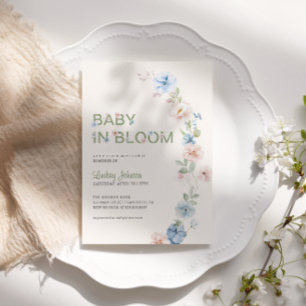 Pastel Roze Blauwe Lente Baby in Bloom Baby Shower Kaart