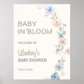 Pastel Roze Blauwe Lente Baby in Bloom Baby shower Poster (Voorkant)