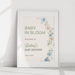 Pastel Roze Blauwe Lente Baby in Bloom Baby shower Poster