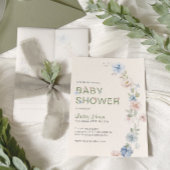 Pastel Roze Blauwe Lente Bloemen Baby shower Kaart