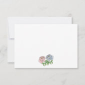 Pastel roze, blauwe pioen bloemen bruiloft RSVP (Achterkant)