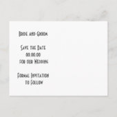 Pastel roze, blauwe pioenrozen bruiloft Save the D Aankondigingskaart (Achterkant)