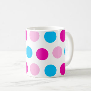 Pastel roze blauwe polka stippen koffiemok