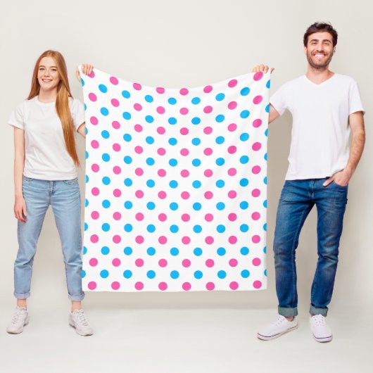 Pastel Roze Blauwe Stippenpatroon Fleece Deken (In situ)
