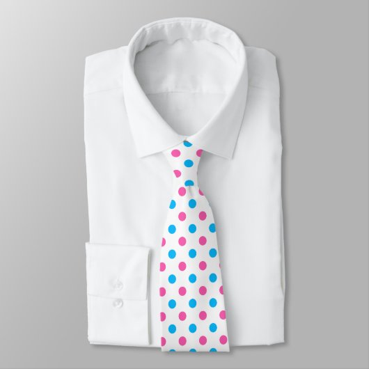 Pastel Roze Blauwe Stippenpatroon Stropdas (Gebonden)