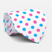 Pastel Roze Blauwe Stippenpatroon Stropdas (Opgerold)