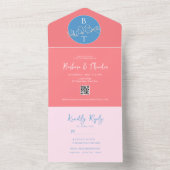 Pastel Roze Blauwe Trouw Alles In Eén Uitnodiging (Binnen)