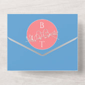 Pastel Roze Blauwe Trouw Alles In Eén Uitnodiging (Achterkant)