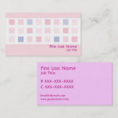 Pastel roze blauwe vierkanten algemene aangepaste visitekaartje (Voorkant / Achterkant)