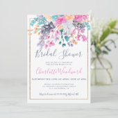 Pastel roze blauwe waterverf vrijgezellenfeest kaart (Staand voorkant)