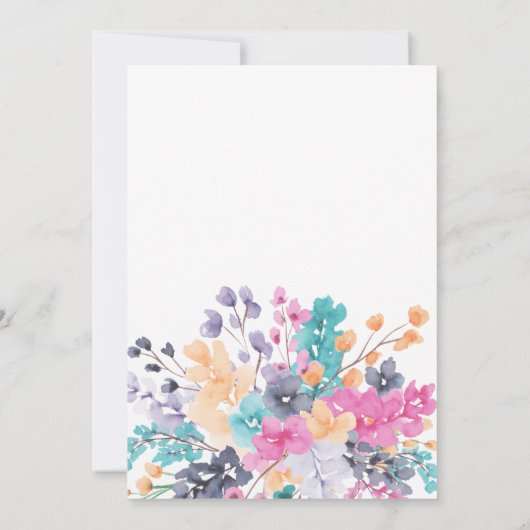 Pastel roze blauwe waterverf vrijgezellenfeest kaart (Achterkant)