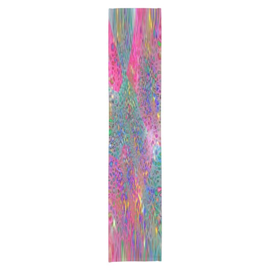 Pastel Roze Blauwgroen Abstract Korte Tafelloper (Voorkant)