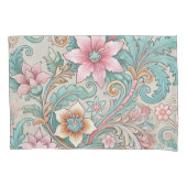 Pastel Roze Blauwgroen Boho Indonesische Batik Blo Kussensloop (Voorkant)