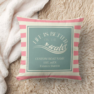 Pastel roze blauwgroen bootinterieur kussen