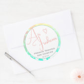 Pastel Roze Blauwgroen Modern Calligrafiescript He Ronde Sticker (Envelop)