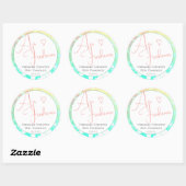 Pastel Roze Blauwgroen Modern Calligrafiescript He Ronde Sticker (Vel)