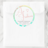 Pastel Roze Blauwgroen Modern Calligrafiescript He Ronde Sticker (Tas)