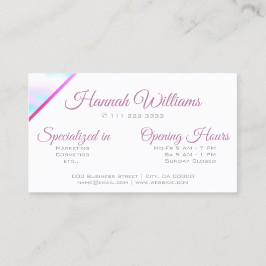 Pastel Roze Blauwgroen Waterverf Lijst Aangepaste Visitekaartje (Achterkant)