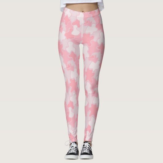 Pastel roze blobs patroon leggings (Voorkant)