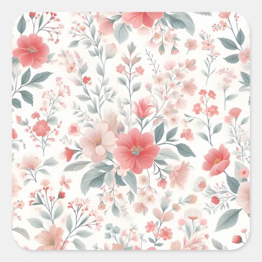 Pastel roze bloem esthetische achtergrond vierkante sticker (Voorkant)
