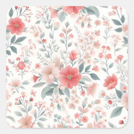 Pastel roze bloem esthetische achtergrond vierkante sticker