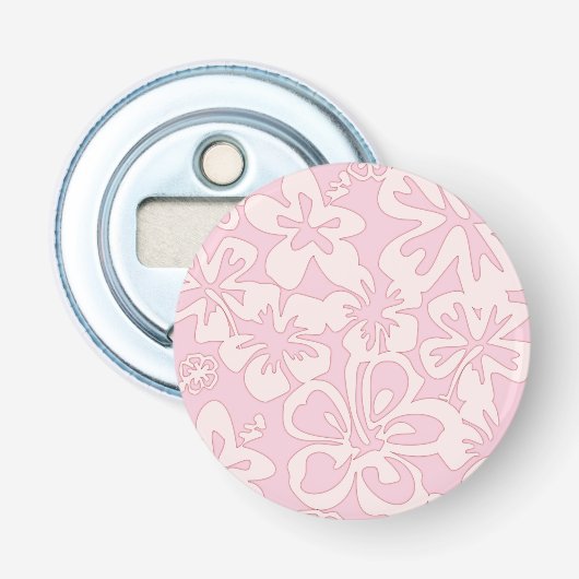 Pastel Roze Bloem Kunst Button Flesopener (Voorkant)