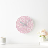 Pastel Roze Bloem Kunst Ronde Klok (Huis)