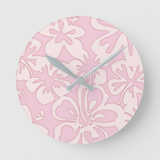 Pastel Roze Bloem Kunst Ronde Klok (Voorkant)