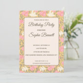 Pastel Roze Bloem Motief Duif Kaart (Staand voorkant)